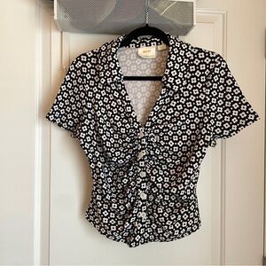 Maeve checkered floral button top